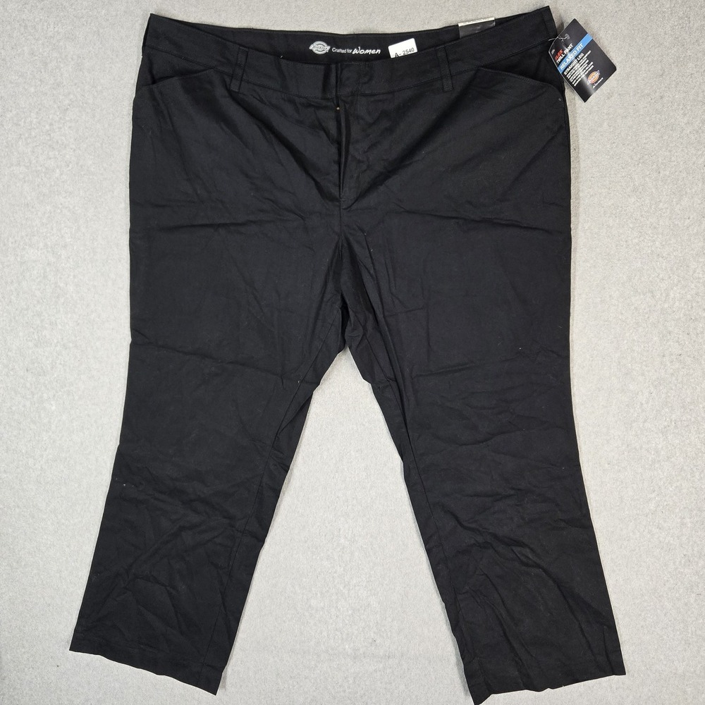 Dickies Women Pants 22 WOMENS REG Black Chino Twill Straight Leg Workwear NWT